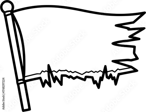 Blank torn pirate flag icon. Clipart image isolated on white background
