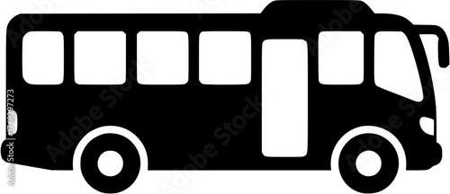 Simple black bus silhouette icon on white background. Clipart image isolated on background.
