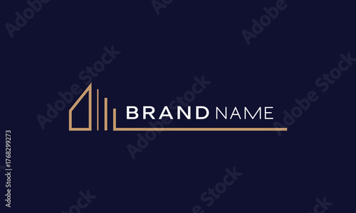 A vector color logo featuring an abstract image: a modern cottage with clean geometric lines and minimalistic architectural form.