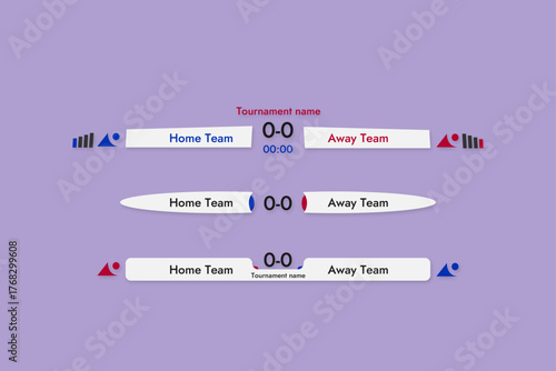 TV banner of sports broadcast of sports match with game score