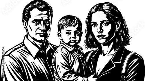 Parents Carrying Toddlers Family Silhouette - Childhood Vector Graphic