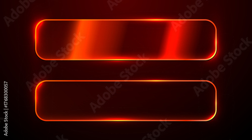 Sleek blue red glowing buttons or frames on a dark background. Modern design for technology and UI concepts.