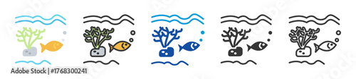 aquatic icon set multi style various collection