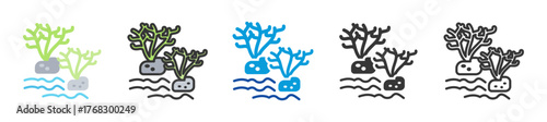 algae icon set multi style various collection