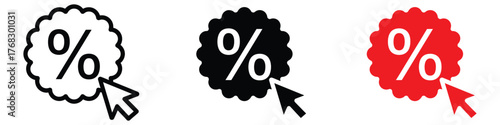 Click through rate icon set. eye catching percentage off sale promo symbol. vector illustration.