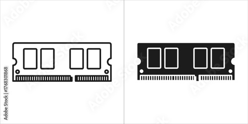 Computer ram module icons in black and white