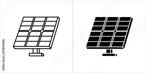Solar panel icon, clean energy technology