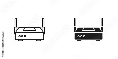 Outline and filled black icon of a wireless router