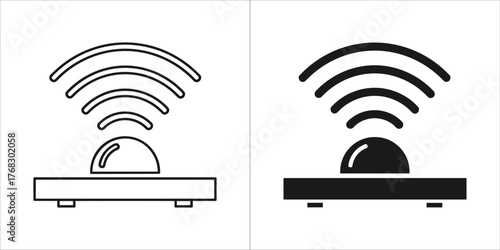 Set of two icons representing a wireless signal emitting from a device