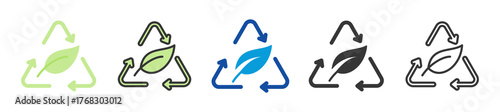 recycling icon set multi style various collection