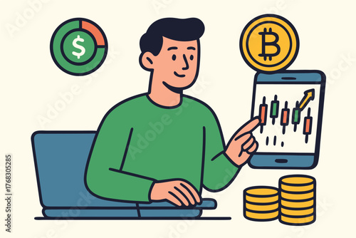 Online Crypto Trading Platform Illustration