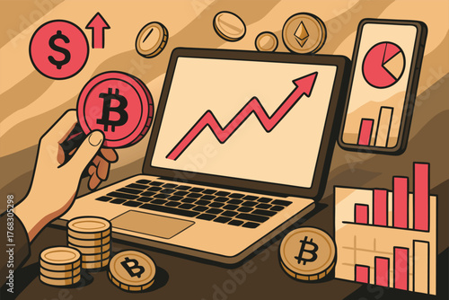 Digital Currency and Blockchain  on a laptop