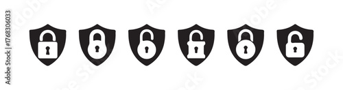 Lock and unlock icon set, security and privacy icon collection, Locked and unlocked padlock icon, Vector illustration EPS 10.