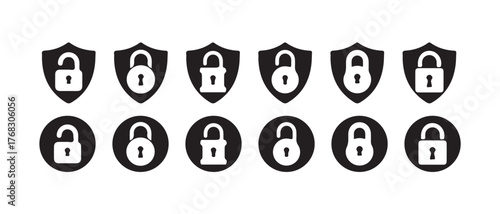 Locked and unlocked icon, lock icon collection set locked icon symbol unlocked sign , security icon, Vector illustration EPS 10.
