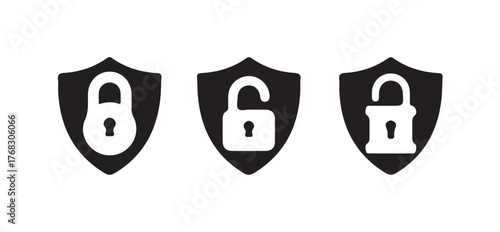 Lock and unlock icon set, security and privacy icon collection, Locked and unlocked padlock icon, Vector illustration EPS 10.