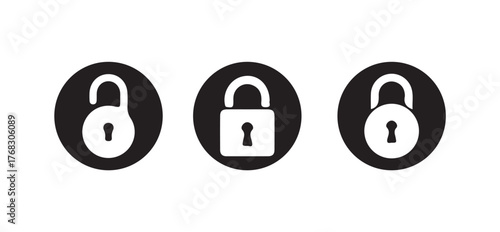 Locked and unlocked icon, lock icon collection set locked icon symbol unlocked sign , security icon, Vector illustration EPS 10.