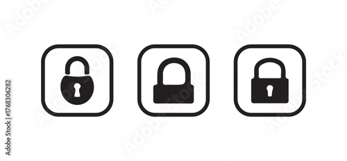 Locks icons set, Padlock symbol, Set of Silhouette of locked and unlocked padlock, Flat design, Vector illustration EPS 10.