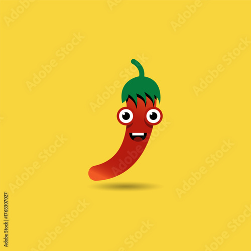 Design mascot of red hot chili. Chili element cartoon illustration.