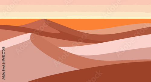 Minimalist desert landscape illustration in warm earth tones conveying tranquility and expansiveness