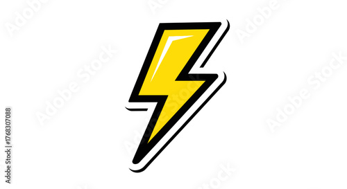 Vibrant yellow thunderbolt with bold black outline conveying power and energy