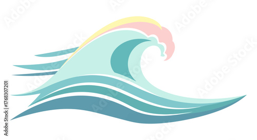 Stylized pastel ocean wave illustration with smooth lines and gradient effect in serene colors
