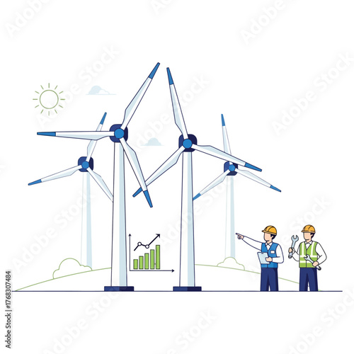 Wind Turbine Renewable Energy Illustration