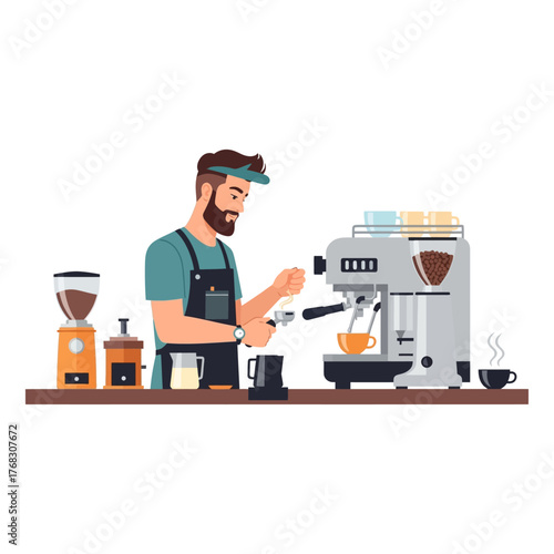 scientist with microscope