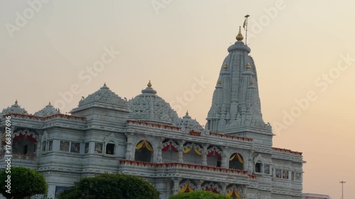 Peaceful Evening Scene of Prem Mandir with Soothing Light