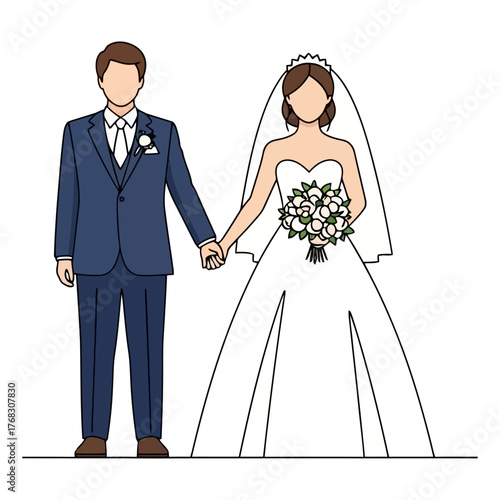 bride and groom on wedding day