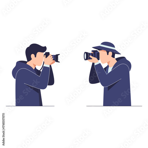 vector illustration of a man with binoculars