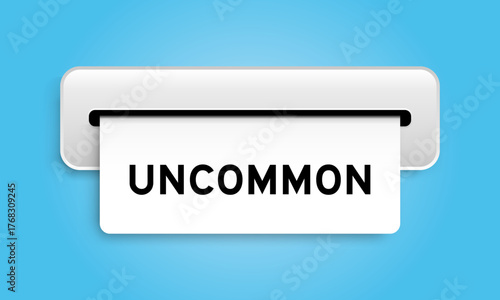 White coupon banner with word uncommon from machine on blue color background