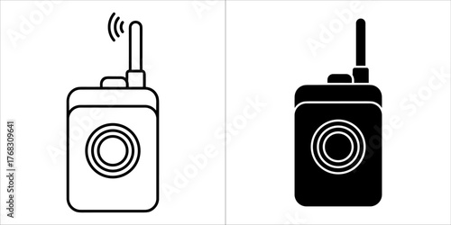 Walkie talkie icon, graphic representation of a portable twoway radio device