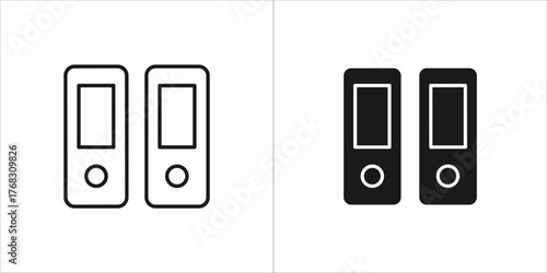 Outline and filled icons of two ring binders