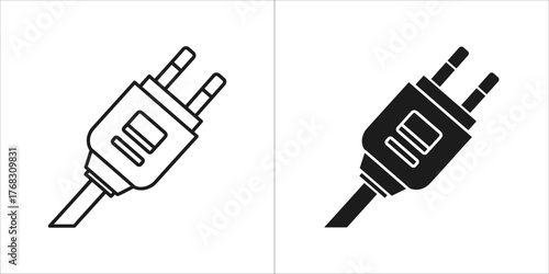 Outline and filled icons of an electrical plug
