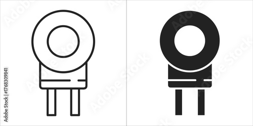 Coil transformer icon, outline and filled versions