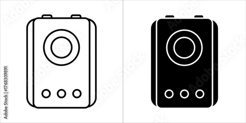 Outline and filled icon of a portable speaker