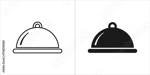 Two food cloches, one outlined and one filled