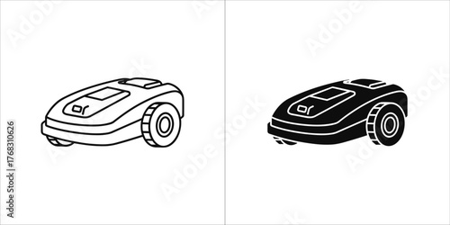 Outline and filled icon of a robotic lawn mower