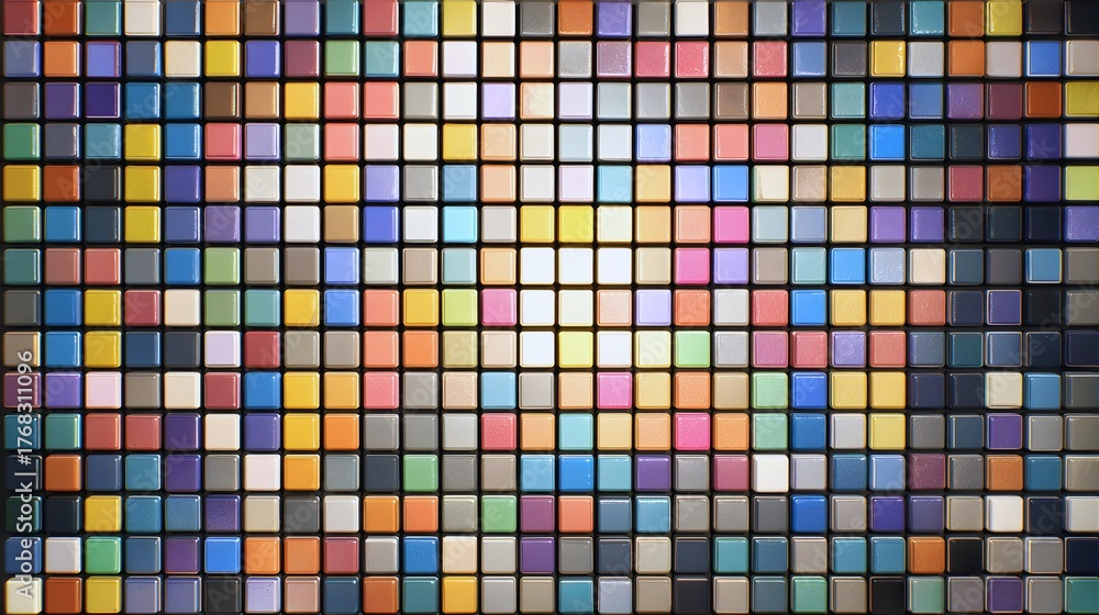 Fototapeta premium Vibrant abstract mosaic grid of colorful squares seamless pattern texture background