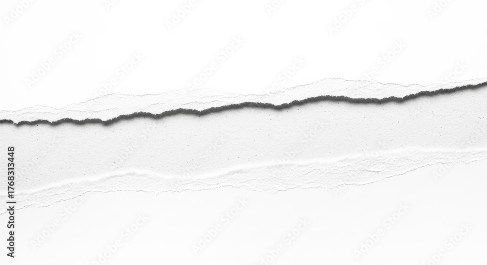 Obraz premium Torn paper edges isolated on white background, creating a textured frame, perfect for creative projects