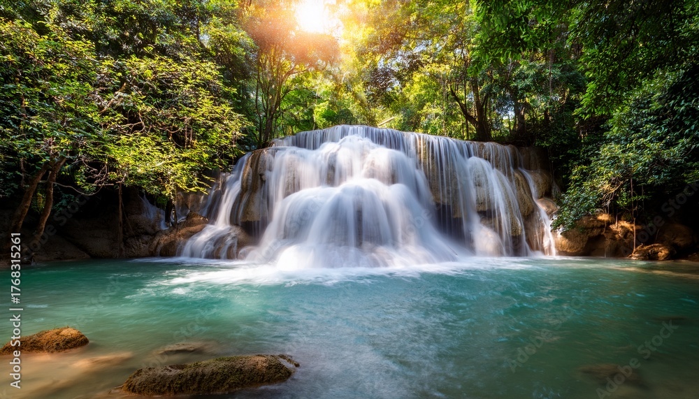 Fototapeta premium Deep Waterfall In Huay Mae Kamin Kanjanaburi Thailand