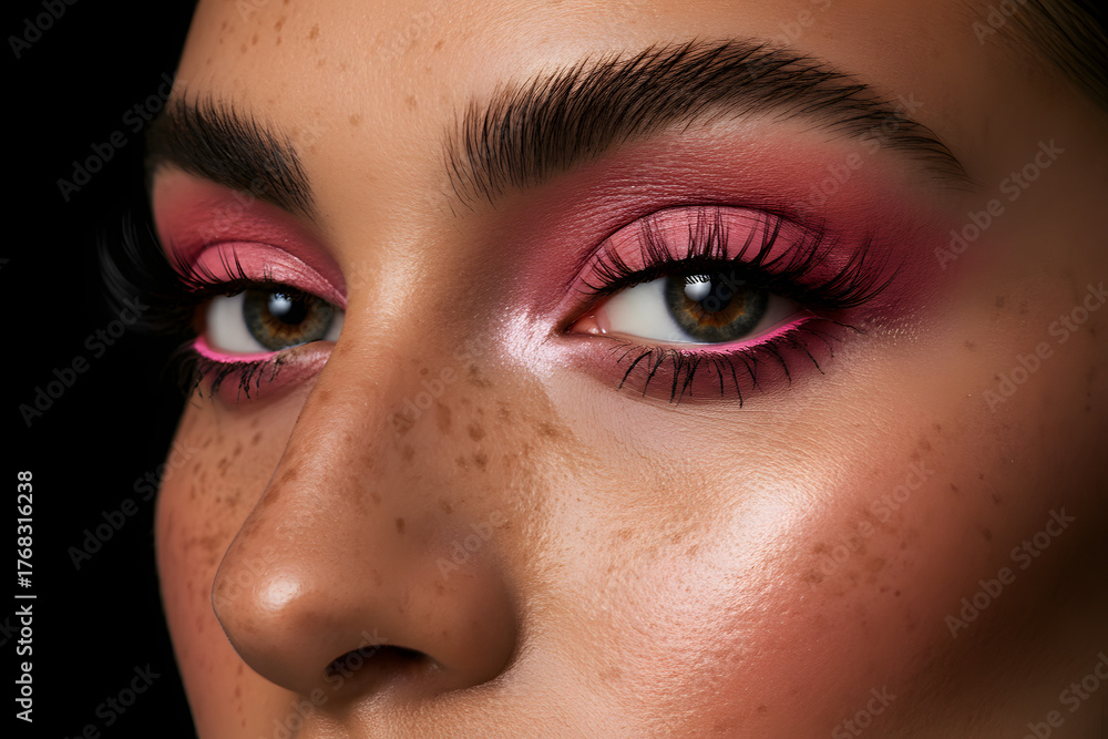 Obraz premium Beauty portrait with vibrant eyeshadow and skin