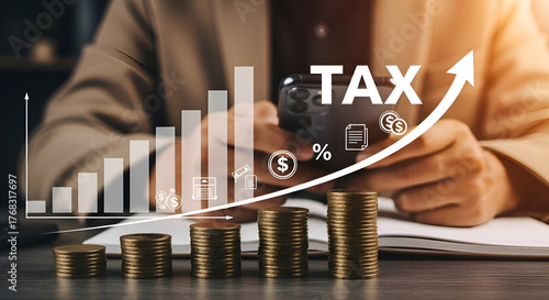 Business tax strategy growth and financial planning with digital analyticsStock photo for website - Business and technology concept photo