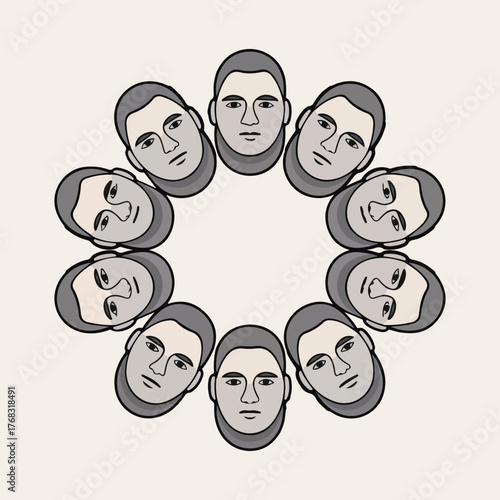 International Men’s Day minimalist vector design featuring mindfulness, strength, equality, male empowerment, friendship and wellness celebration