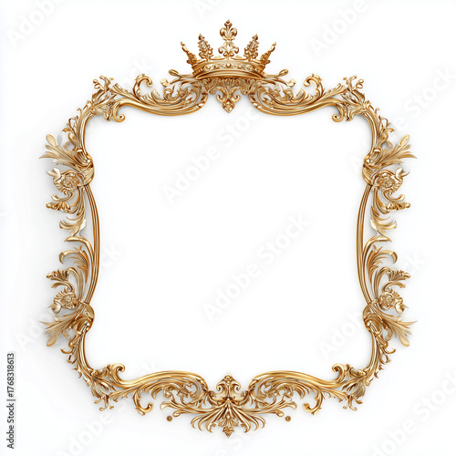 antique gold frame isolated with crown royalty boarder