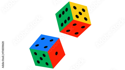 red and green and colourful dice.eps