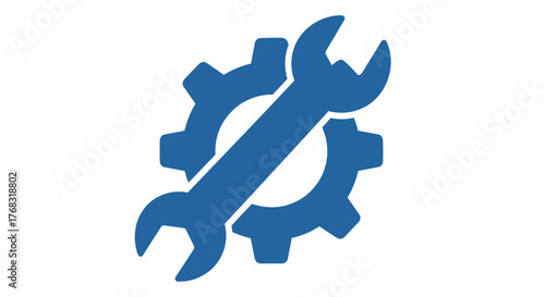 A wrench and gear icon symbolizing industry and mechanical engineering solutions.