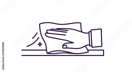 A hand wipes a surface clean with a cloth, creating a sparkling shine.