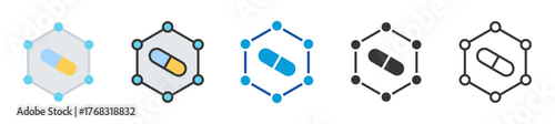 molecular medicine icon set multi style various collection
