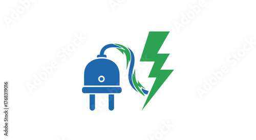 An electric plug connects to a lightning bolt symbolizing energy and power.